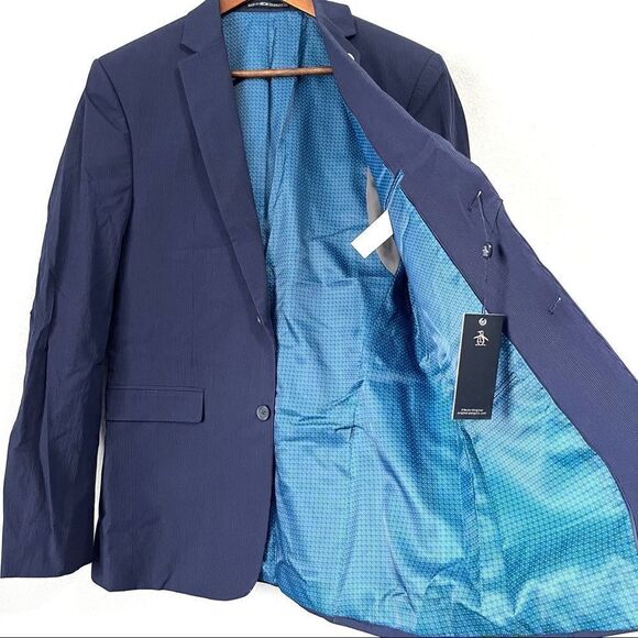 NWT Original Penguin Men’s Medium Blue Striped Sport Coat Size 42L - Picture 5 of 12